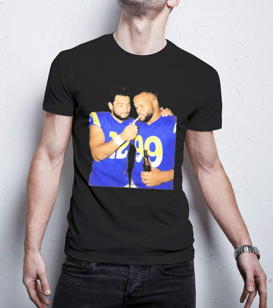 Los Angeles Rams Puka Nacua Aaron Donald Smoking Drinking NFL Football Team Players T-Shirt