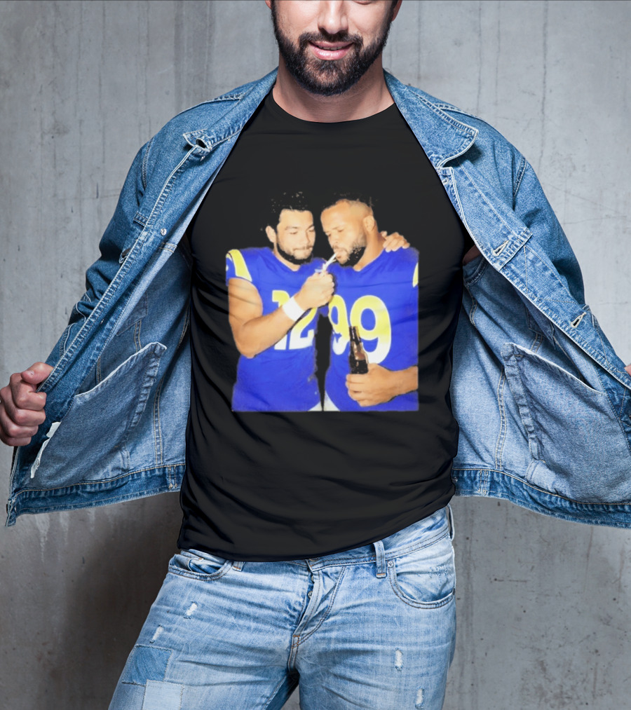 Los Angeles Rams Puka Nacua Aaron Donald Smoking Drinking NFL Football Team Players T-Shirt