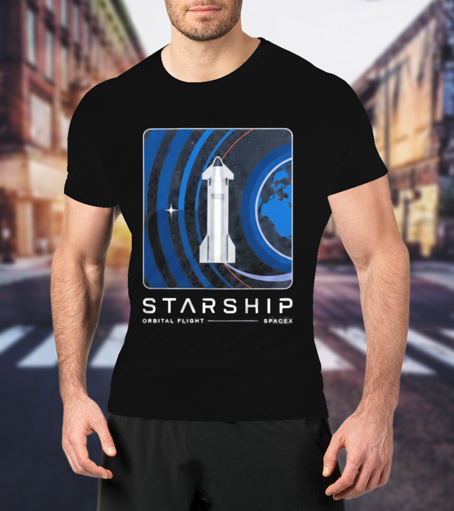 Starship First Orbital Flight Milestone Earth Icon And Concentric Rings T-Shirt