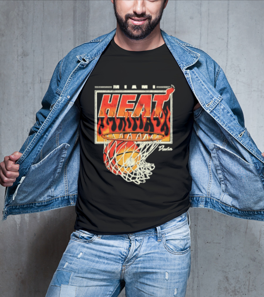 Miami Heat Duvin Basketball NBA Flaming Hoop And Ball T-Shirt