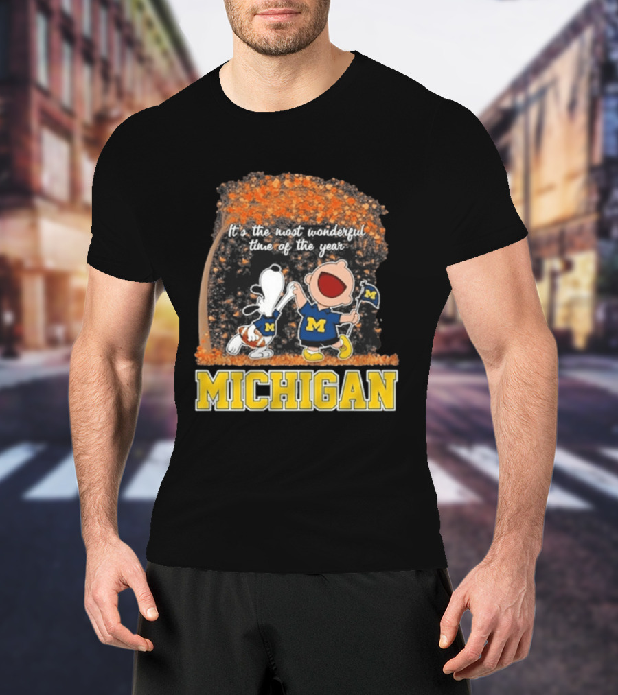 Michigan Wolverines Snoopy Charlie Brown 2026 Most Wonderful Time T-Shirt