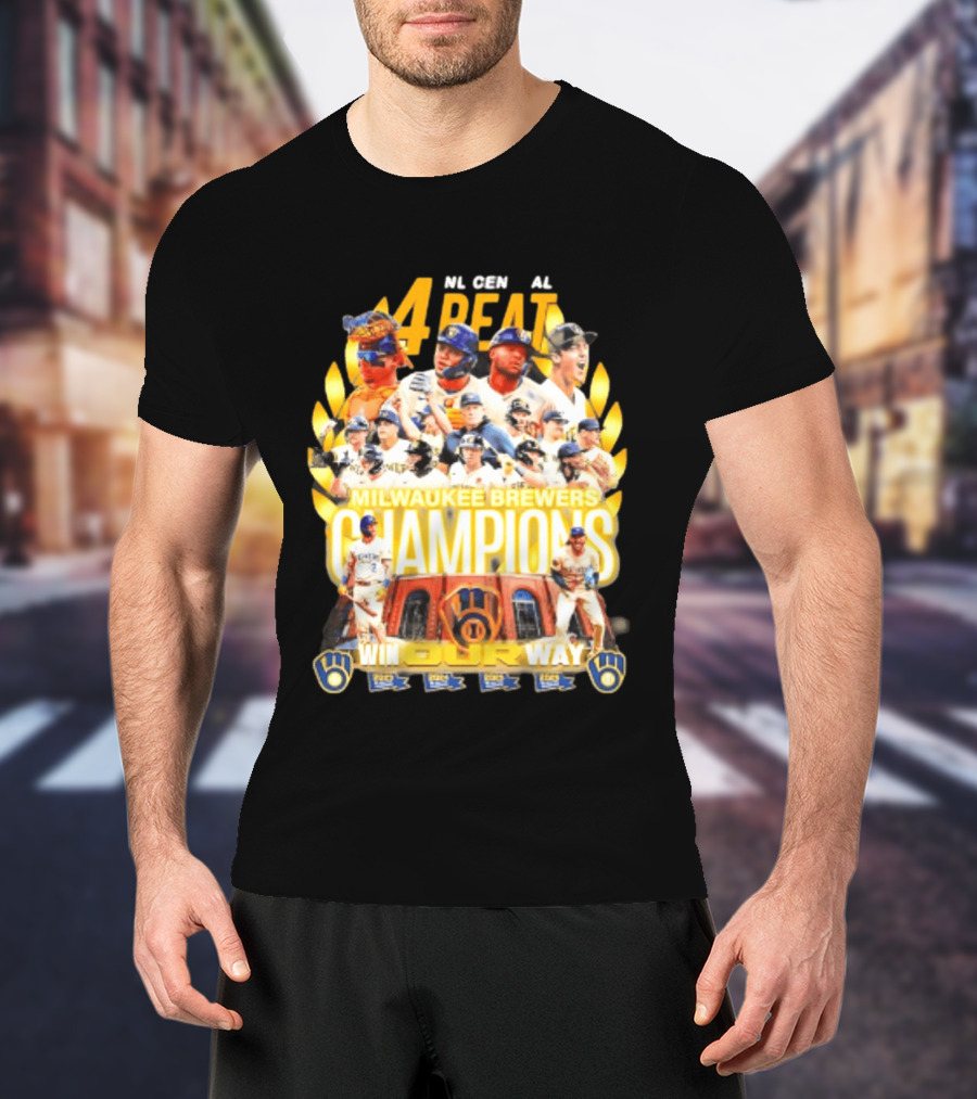 Milwaukee Brewers Champions 4peat NL Central Win Our Way T-Shirt