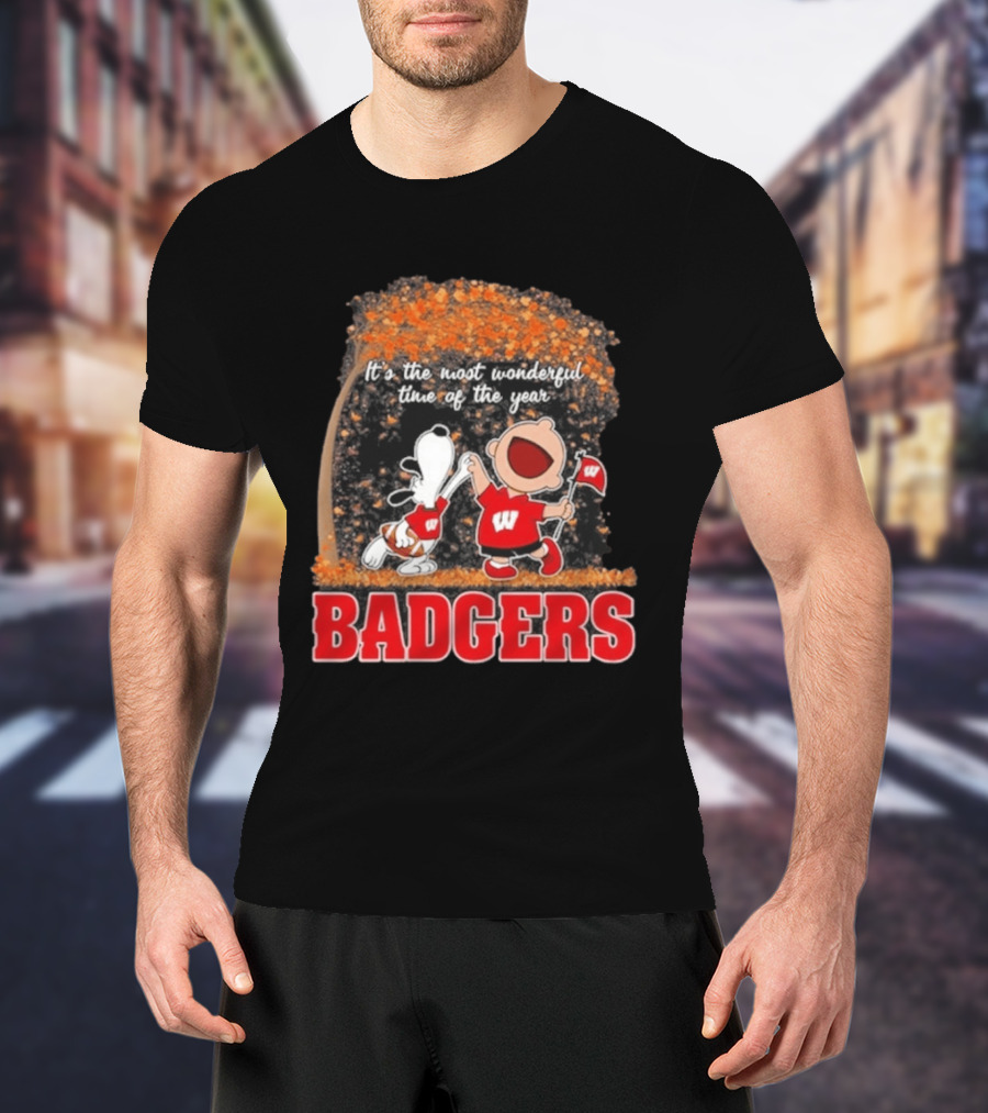 Wisconsin Badgers Snoopy Charlie Brown It's The Most Wonderful Time Of The Year 2026 T-Shirt
