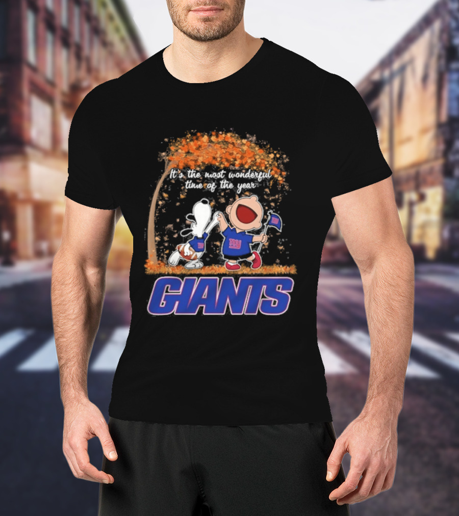 New York Giants Snoopy Charlie Brown 2026 Most Wonderful Time T-Shirt