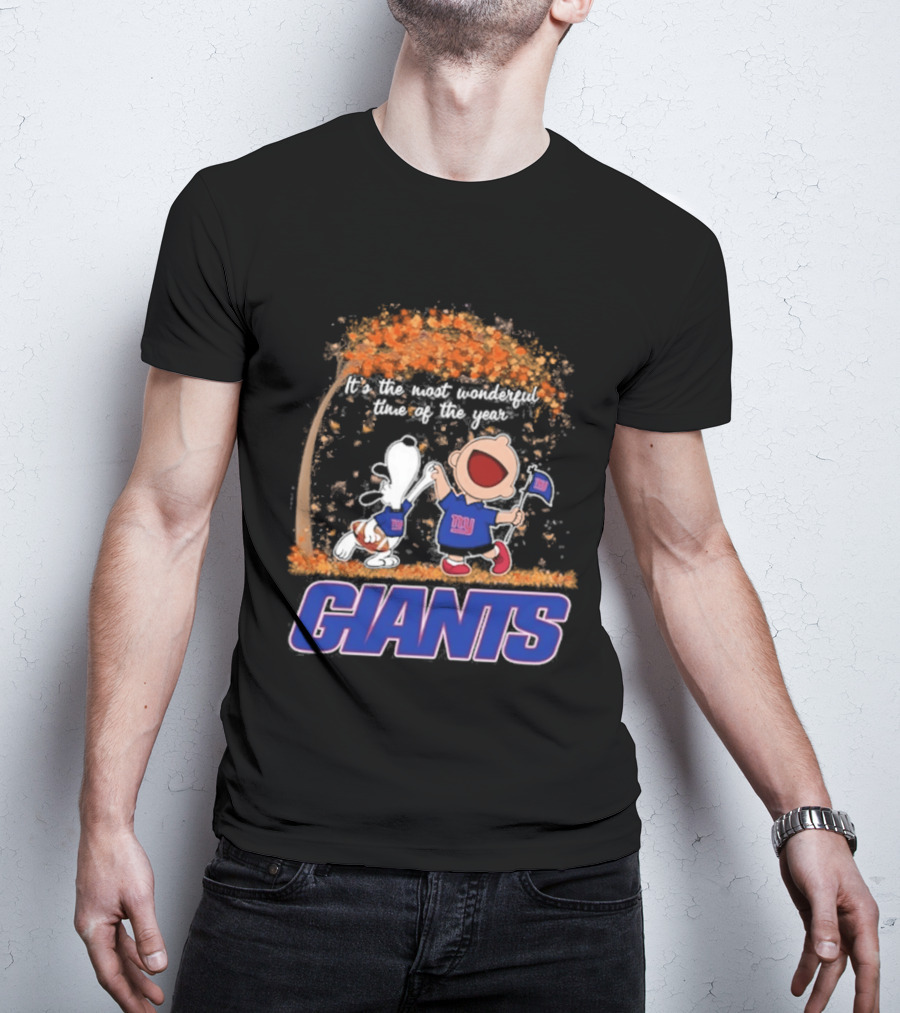 New York Giants Snoopy Charlie Brown 2026 Most Wonderful Time T-Shirt