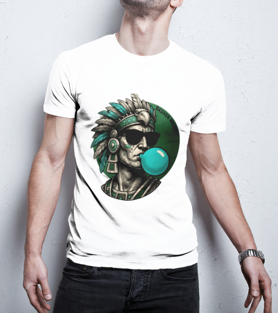 Aztec Warrior With Sunglasses Chewing Bubble Gum Badass Mexicans T-Shirt