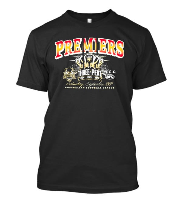 AFL Premiers Three Peat September 26 2026 Cup Winner Celebration T-Shirt