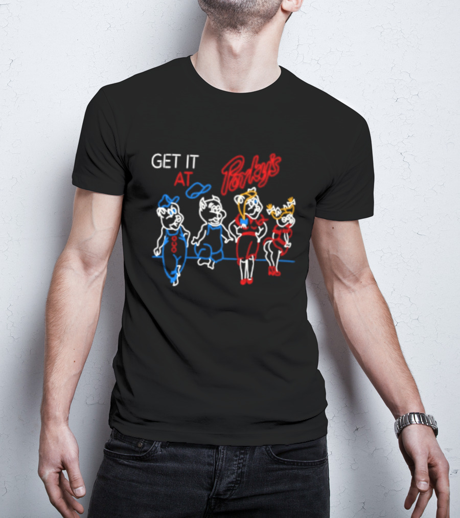 GET IT AT PORKY'S 80s MOVIE NEON SIGN CHARACTERS T-Shirt