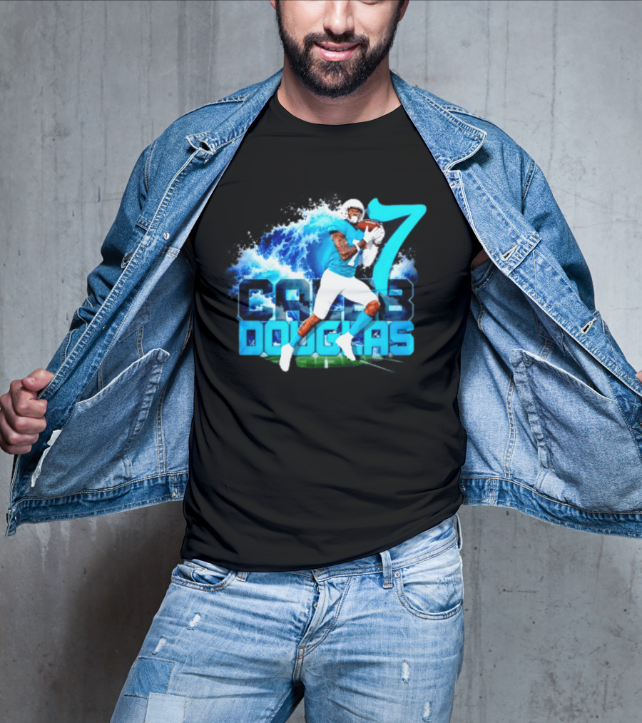 Caleb Douglas Miami Dolphins Tidal Wave Football Player Number 7 T-Shirt
