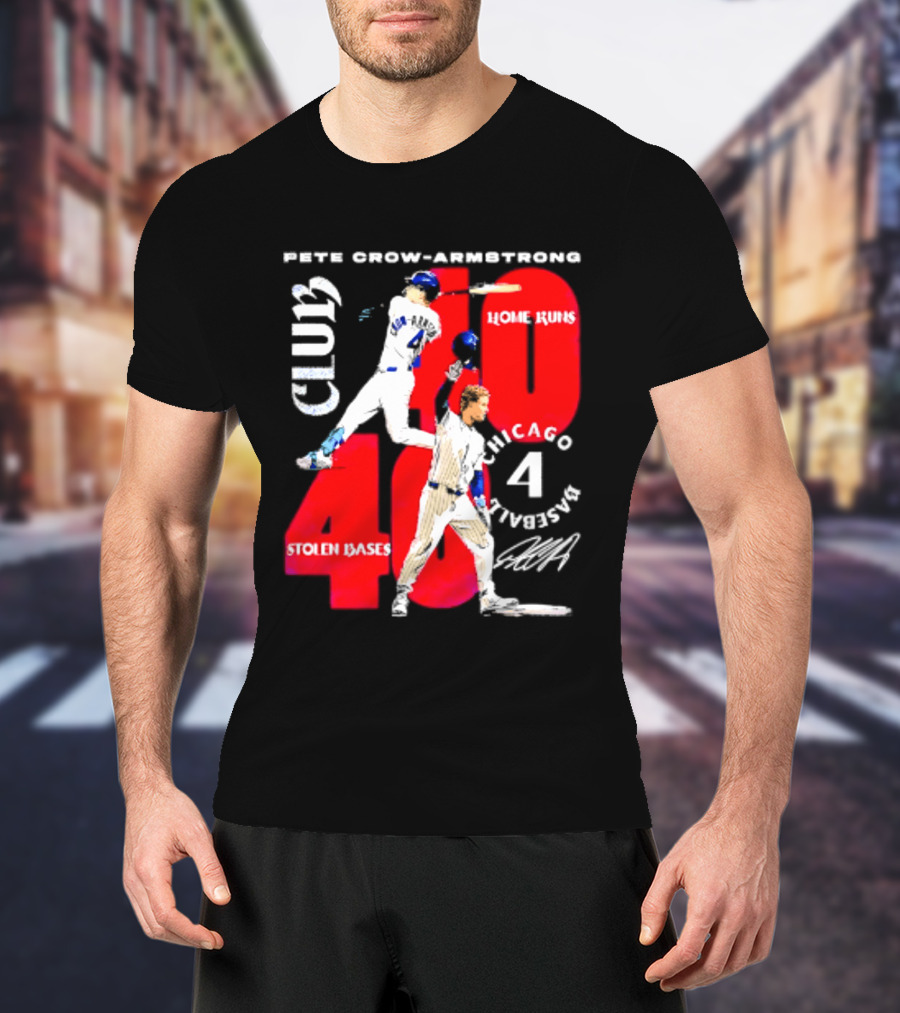 Pete Crow Armstrong Chicago Cubs 40 Home Runs 40 Stolen Bases Club Grunge T-Shirt