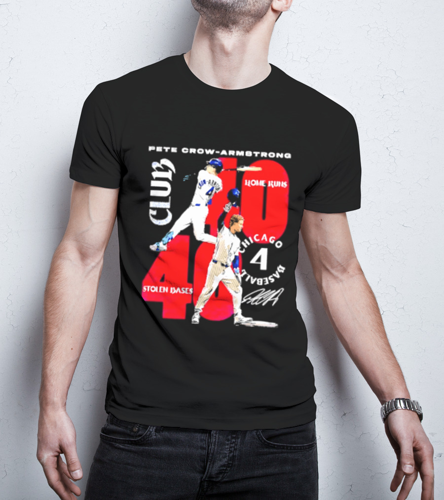 Pete Crow Armstrong Chicago Cubs 40 Home Runs 40 Stolen Bases Club Grunge T-Shirt