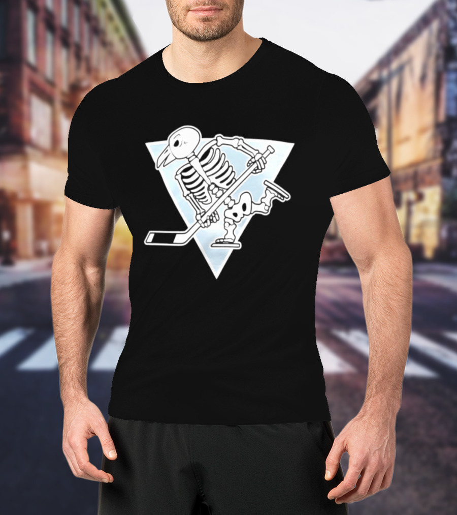 Pittsburgh Penguins Skeleton Bird Hockey Triangle T-Shirt