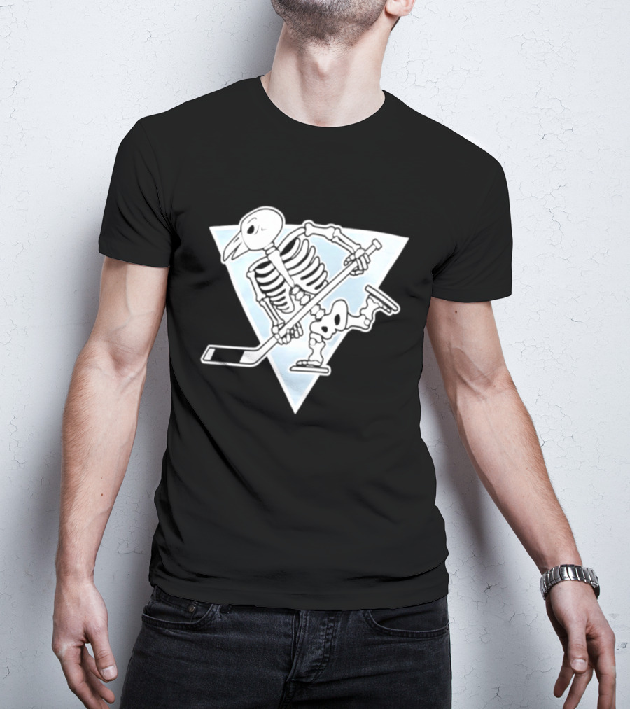 Pittsburgh Penguins Skeleton Bird Hockey Triangle T-Shirt