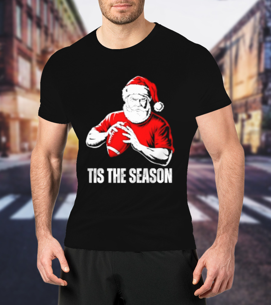 Santa Claus Playing Football Tis The Season Christmas 2026 T-Shirt
