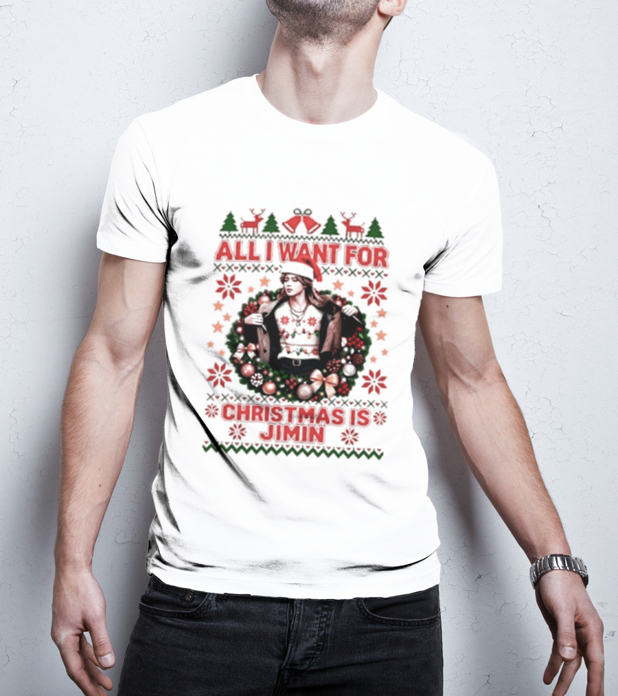 All I Want For Christmas Is Jimin BTS Ugly Sweater Christmas T-Shirt