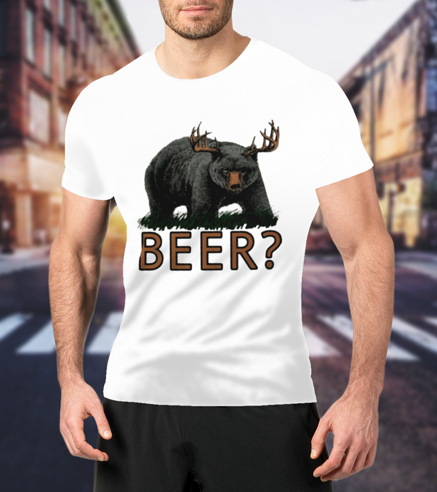 Bear With Antlers Beer T-Shirt