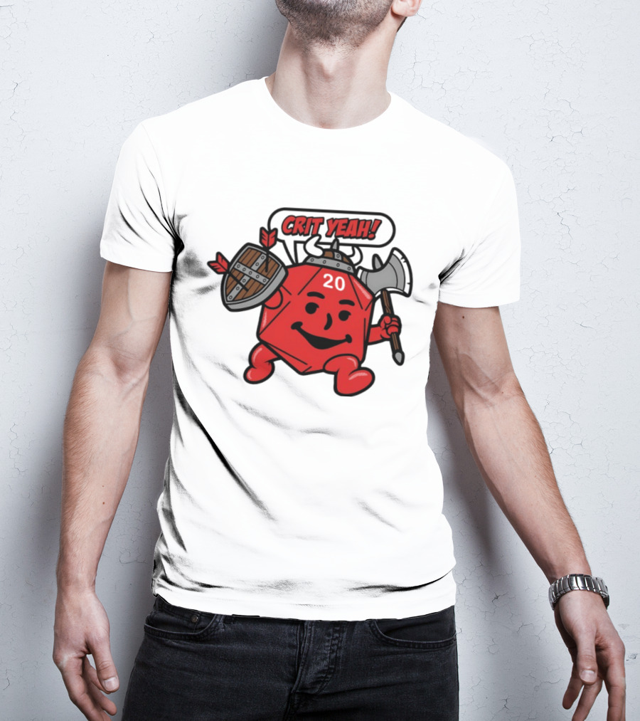Crit Yeah D20 Viking Dice With Axe And Shield T-Shirt