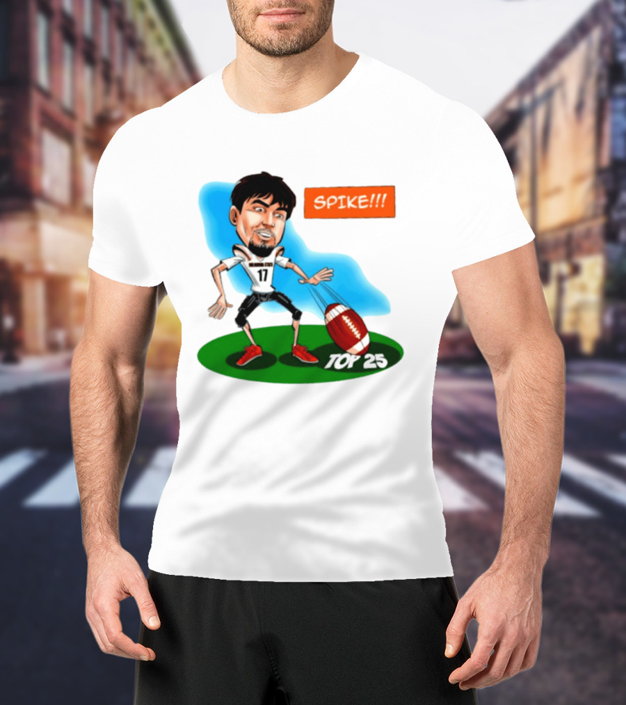 Drew Mestemaker Oklahoma State Football Spike Top 25 Player Caricature T-Shirt