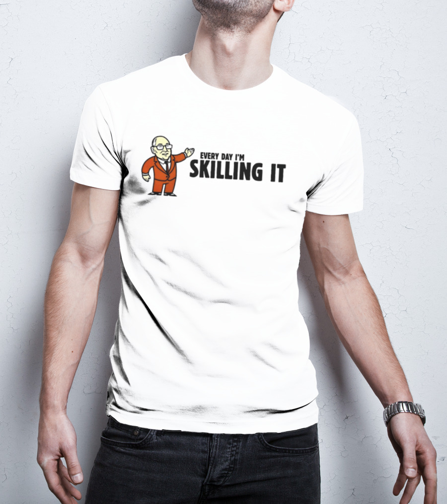 Every Day I'm Skilling It Funny Boss Cartoon In Orange Suit T-Shirt