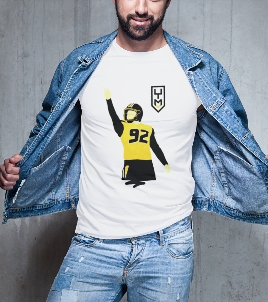 Harrison Mevis 92 Los Angeles Rams The Thiccer Kicker Football Player Quarterback Iconic Celebratory Pose T-Shirt