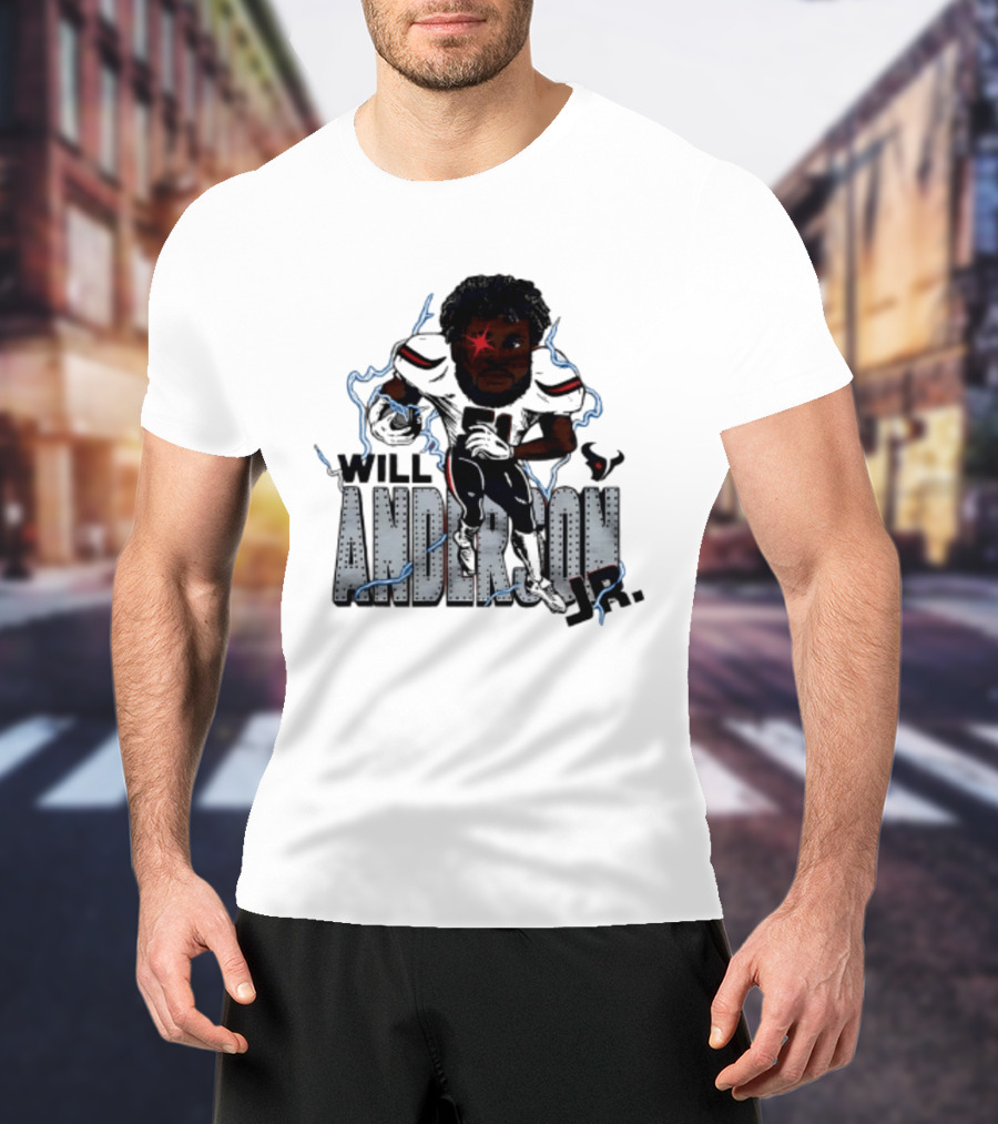 Houston Texans Will Anderson Jr Lightning Caricature Player T-Shirt