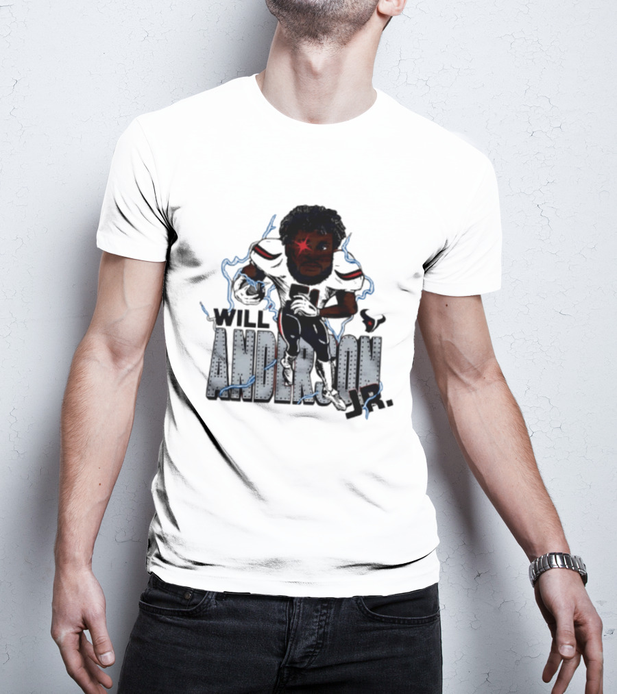 Houston Texans Will Anderson Jr Lightning Caricature Player T-Shirt