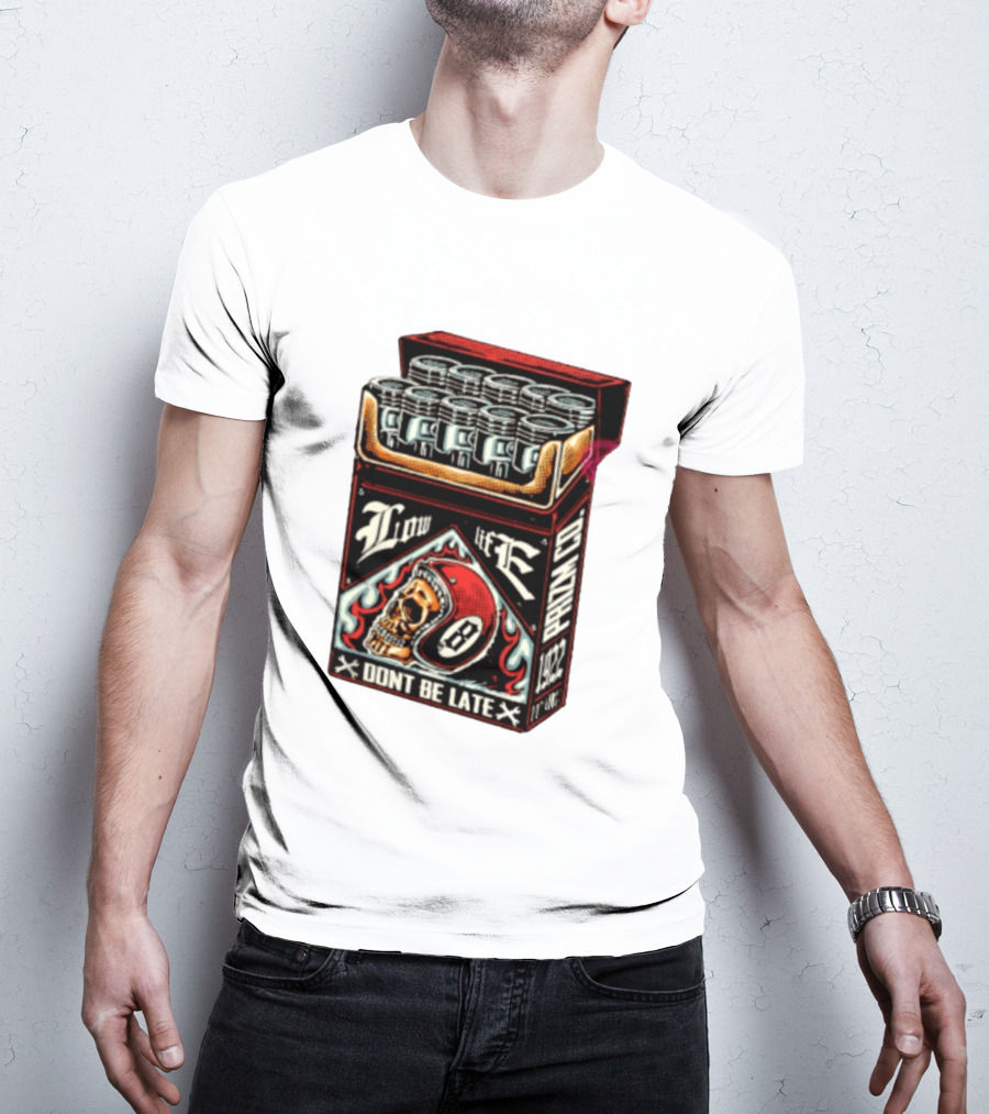 Low Life Prizm Co Don't Be Late Skull Helmet Pistons Pack T-Shirt