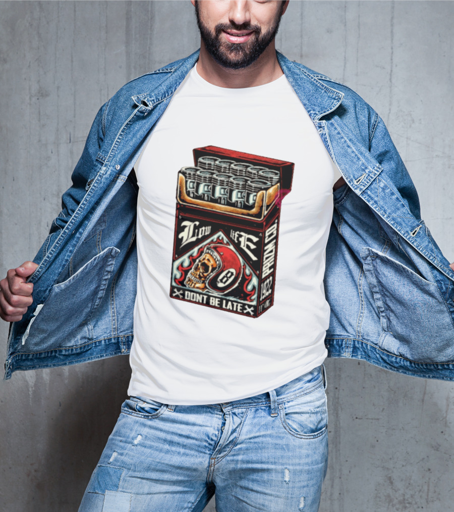 Low Life Prizm Co Don't Be Late Skull Helmet Pistons Pack T-Shirt