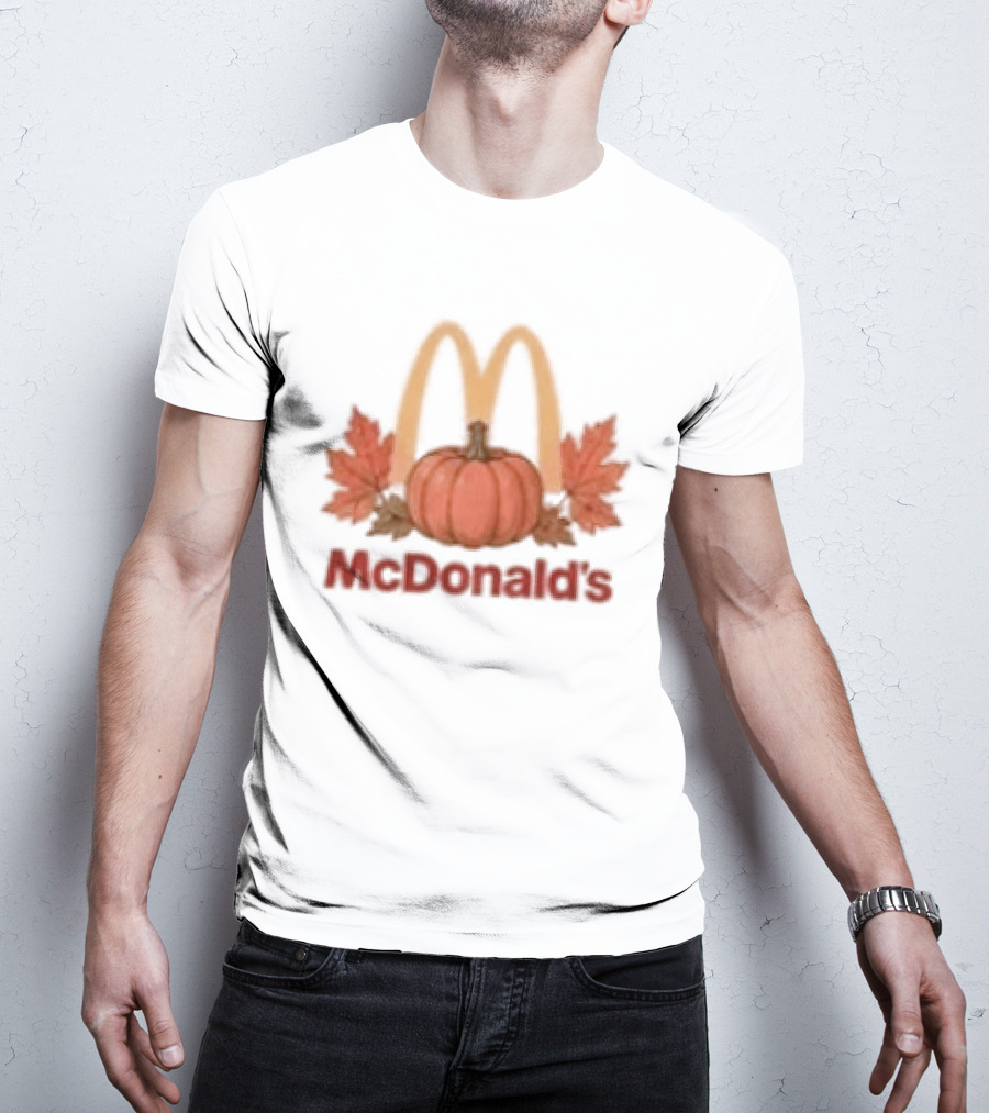 McDonald's Autumn Pumpkin Leaves Thankful Blessed Lovin It T-Shirt
