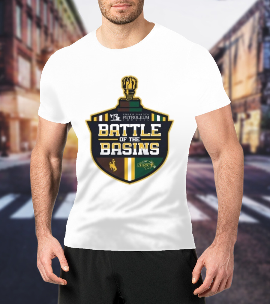 North Dakota Petroleum Council Battle Of The Basins Wyoming Cowboys Vs North Dakota State Bison T-Shirt