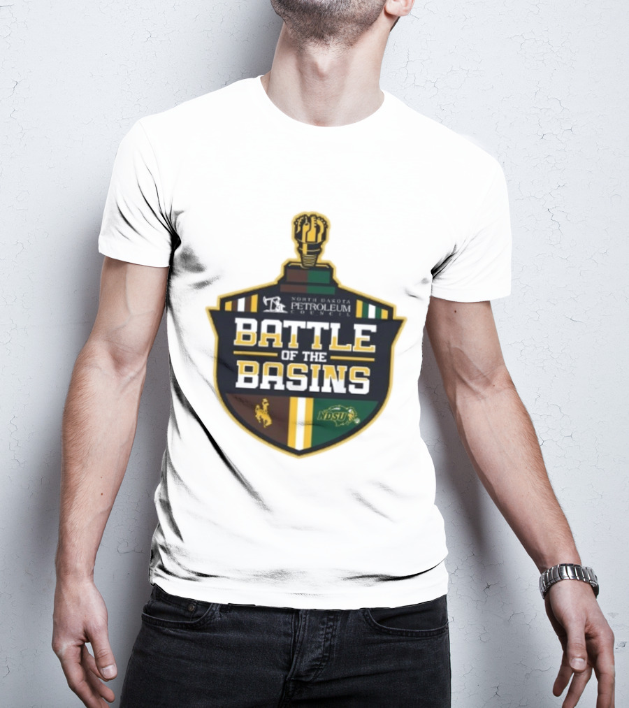 North Dakota Petroleum Council Battle Of The Basins Wyoming Cowboys Vs North Dakota State Bison T-Shirt