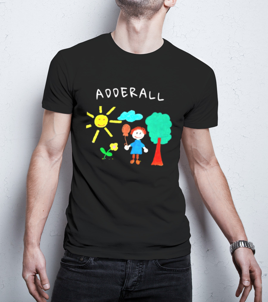 Childhood ADHD Awareness Adderall Child Drawing With Sun And Tree T-Shirt