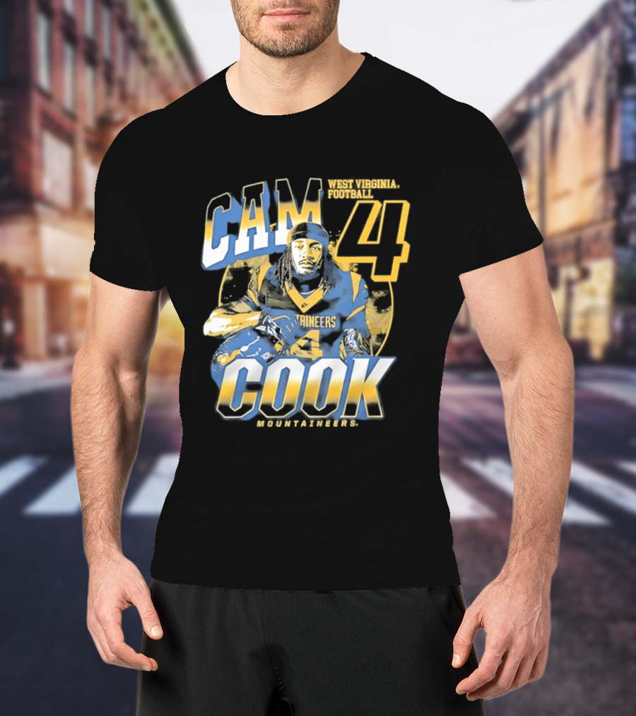 Cam 4 Cook West Virginia Football Mountaineers T-Shirt