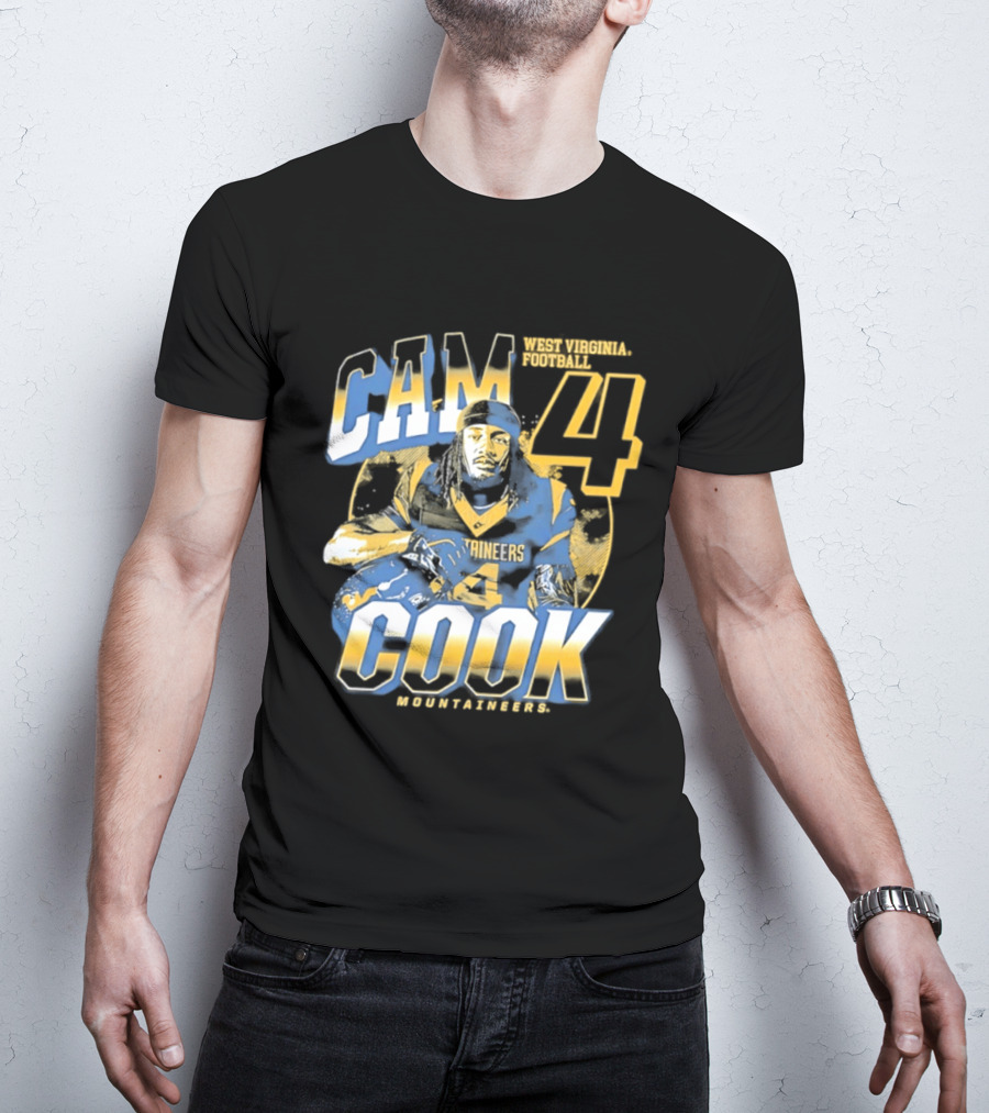 Cam 4 Cook West Virginia Football Mountaineers T-Shirt