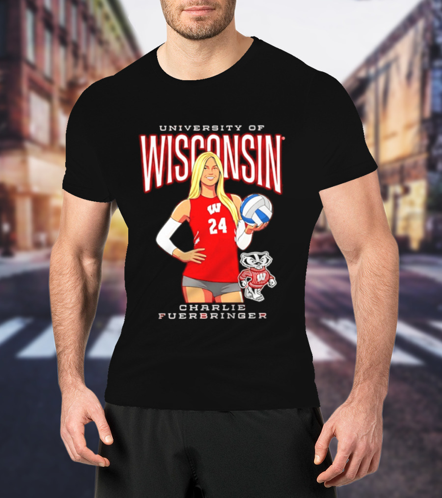 University Of Wisconsin Charlie Fuerbringer Volleyball Wisconsin T-Shirt