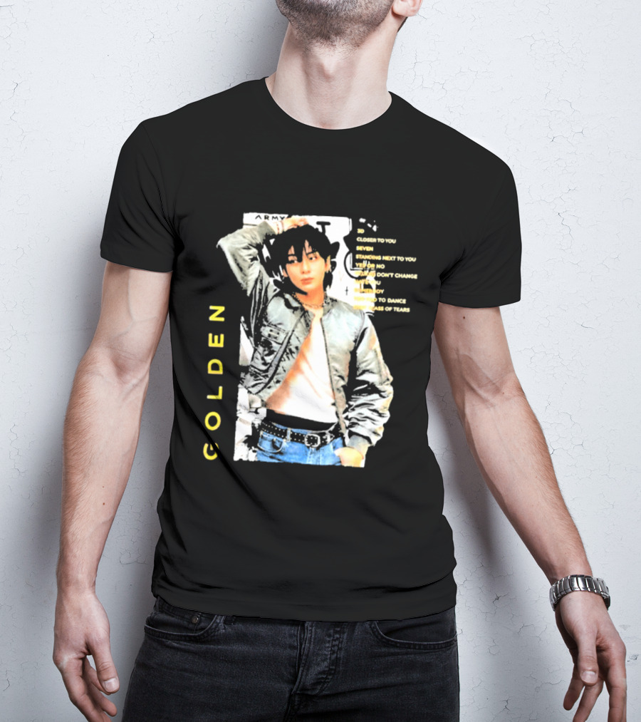 Seok Jin Wearing Jungkook Golden Visual With Song Titles T-Shirt