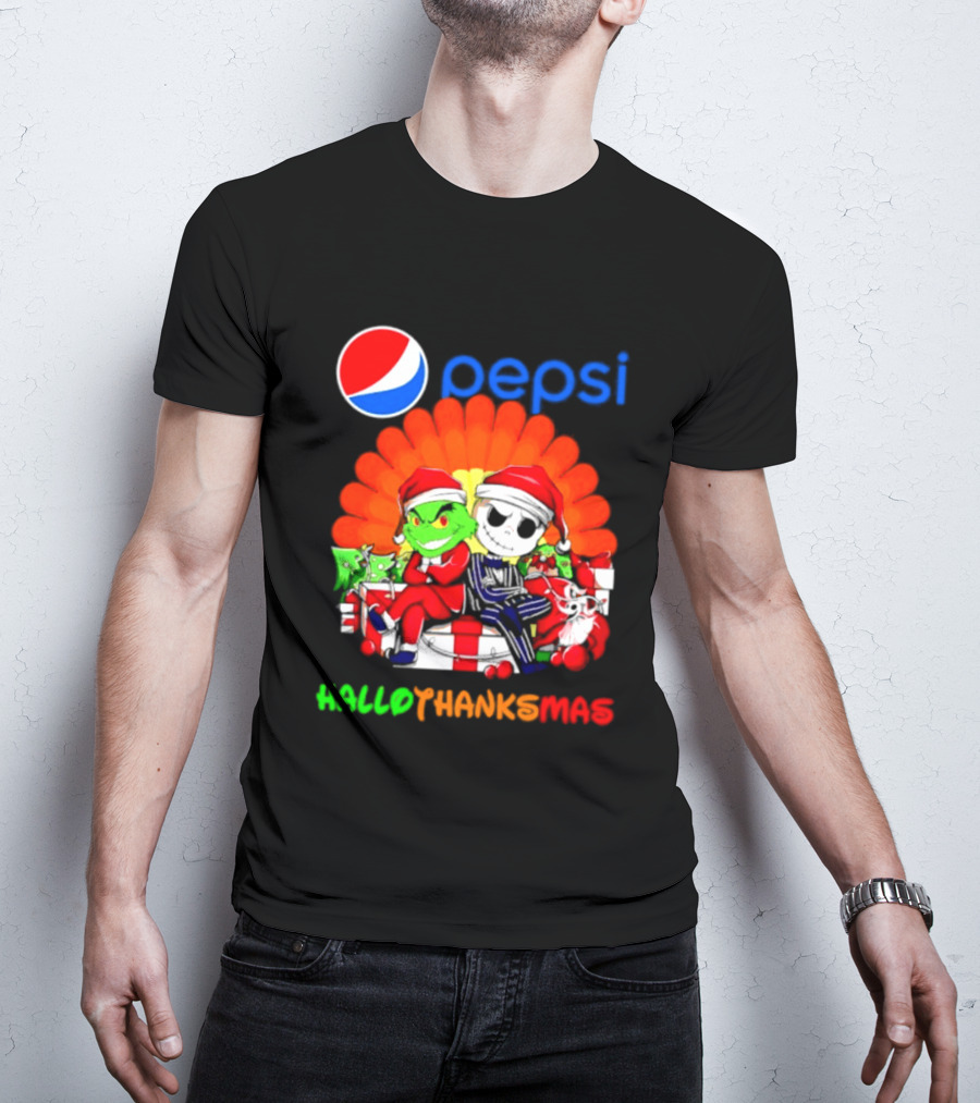 Pepsi Grinch Jack Skellington Hallothanksmas 2026 Holiday Mashup T-Shirt