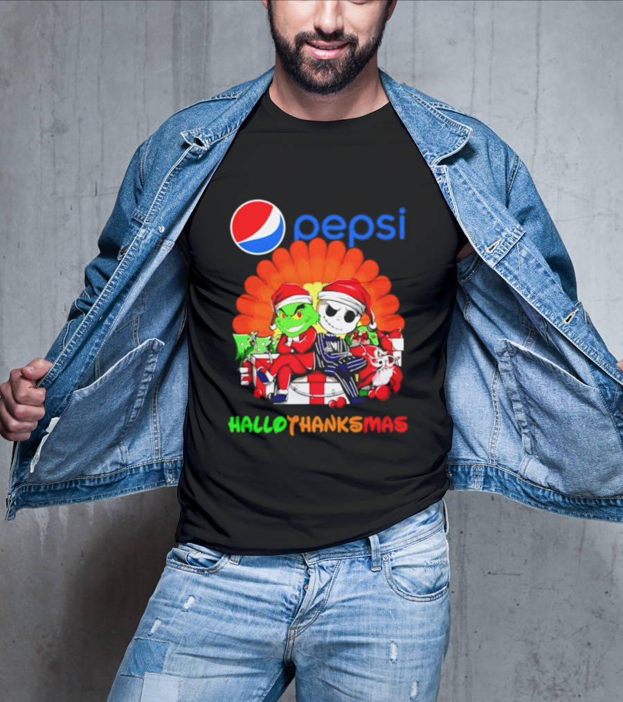 Pepsi Grinch Jack Skellington Hallothanksmas 2026 Holiday Mashup T-Shirt