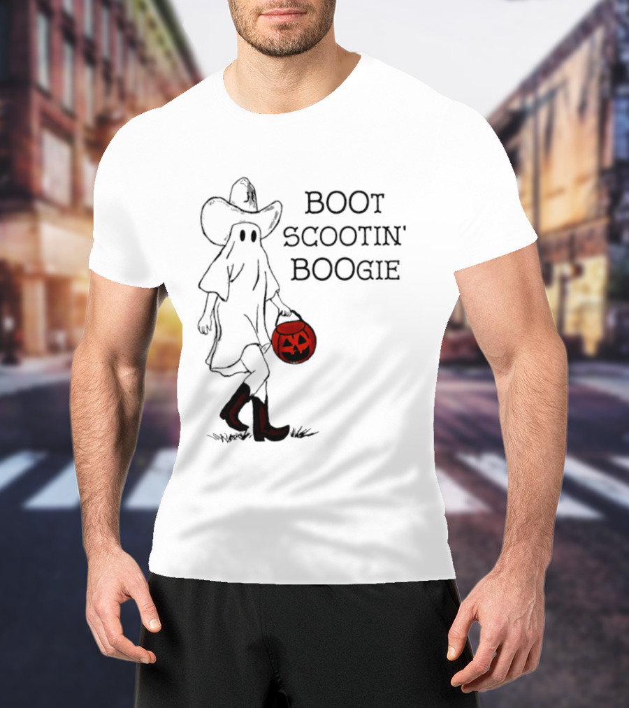 Boot Scootin' Boogie Ghost Cowgirl Halloween Trick Or Treat T-Shirt