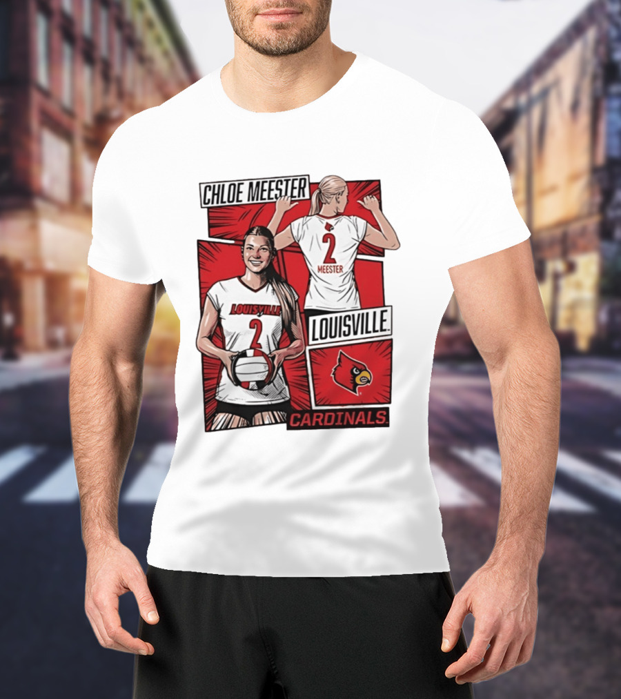 Chloe Meester Louisville Cardinals Volleyball Comic Book T-Shirt