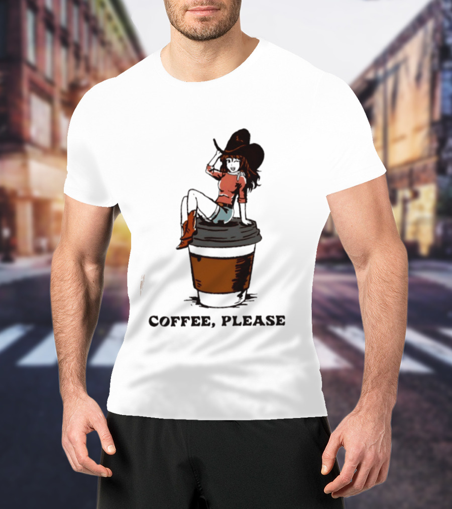 Cowgirl Coffee Please Western Caffeine Cartoon T-Shirt