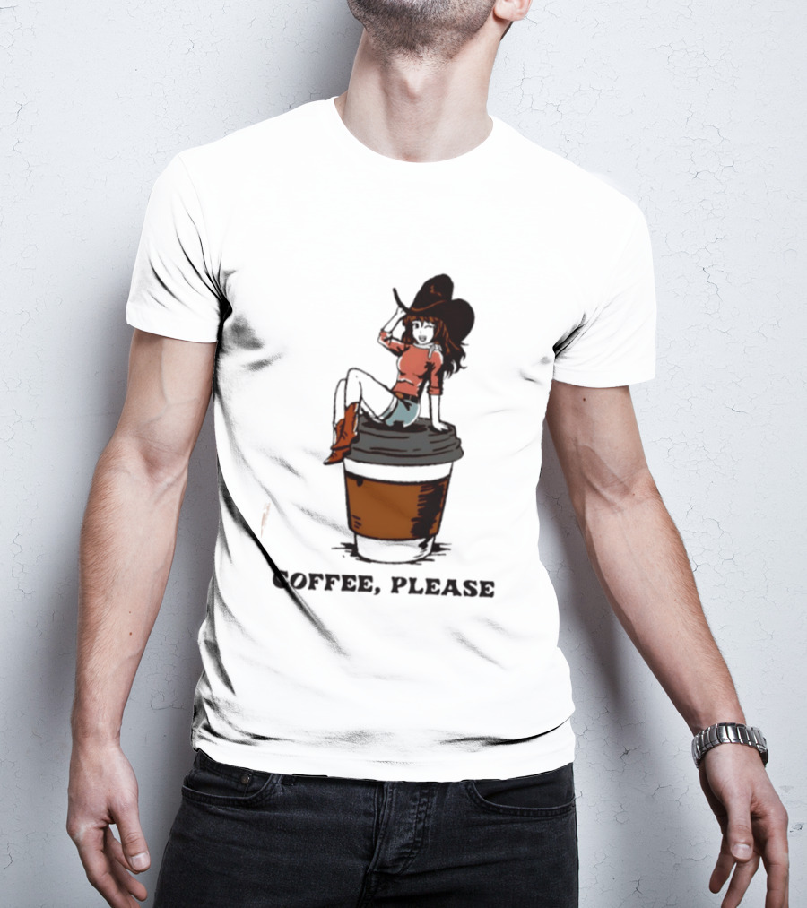 Cowgirl Coffee Please Western Caffeine Cartoon T-Shirt