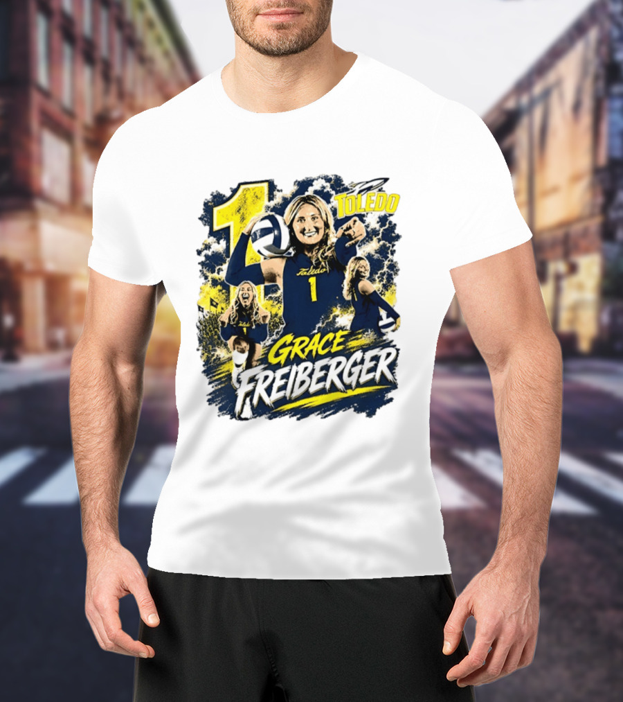Grace Freiberger Toledo Rockets Volleyball NCAA Number 1 T-Shirt