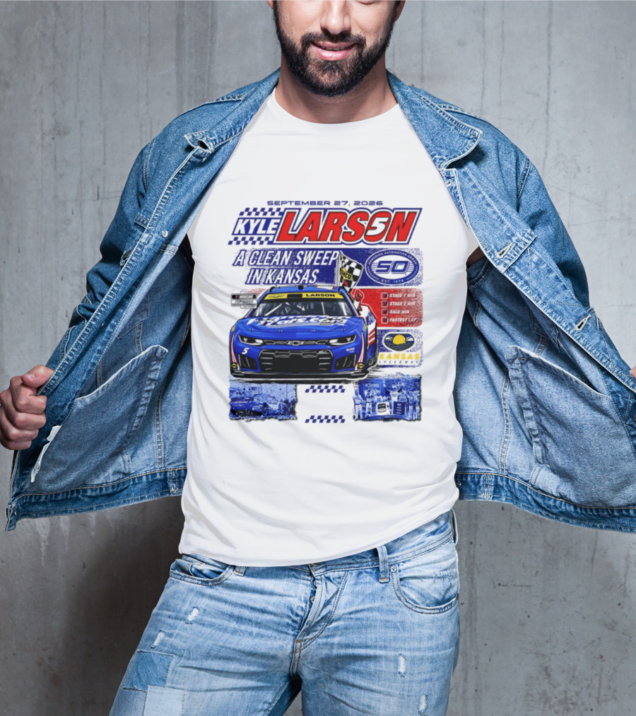 Kyle Larson A Clean Sweep In Kansas September 17 2026 T-Shirt