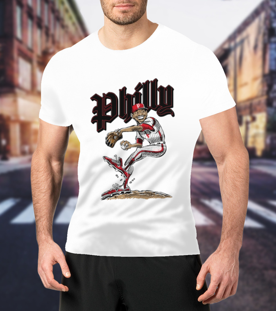 Philly Baseball Player Caricature T-Shirt