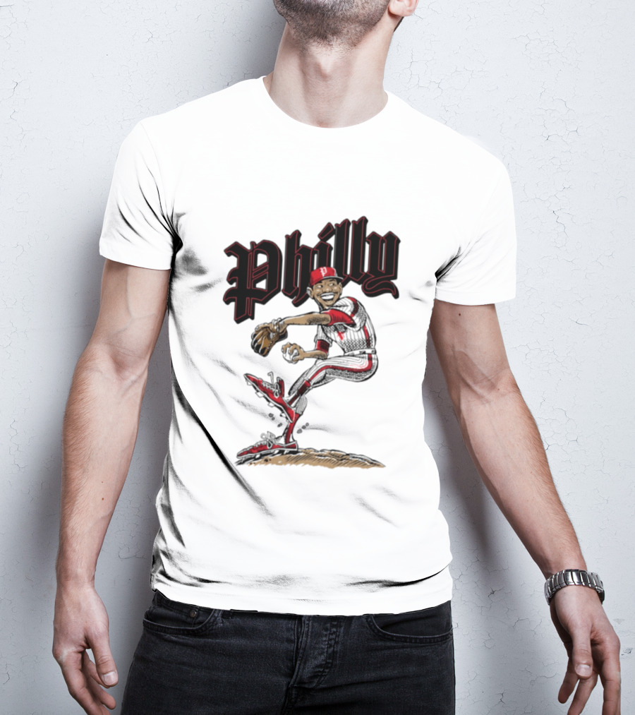 Philly Baseball Player Caricature T-Shirt