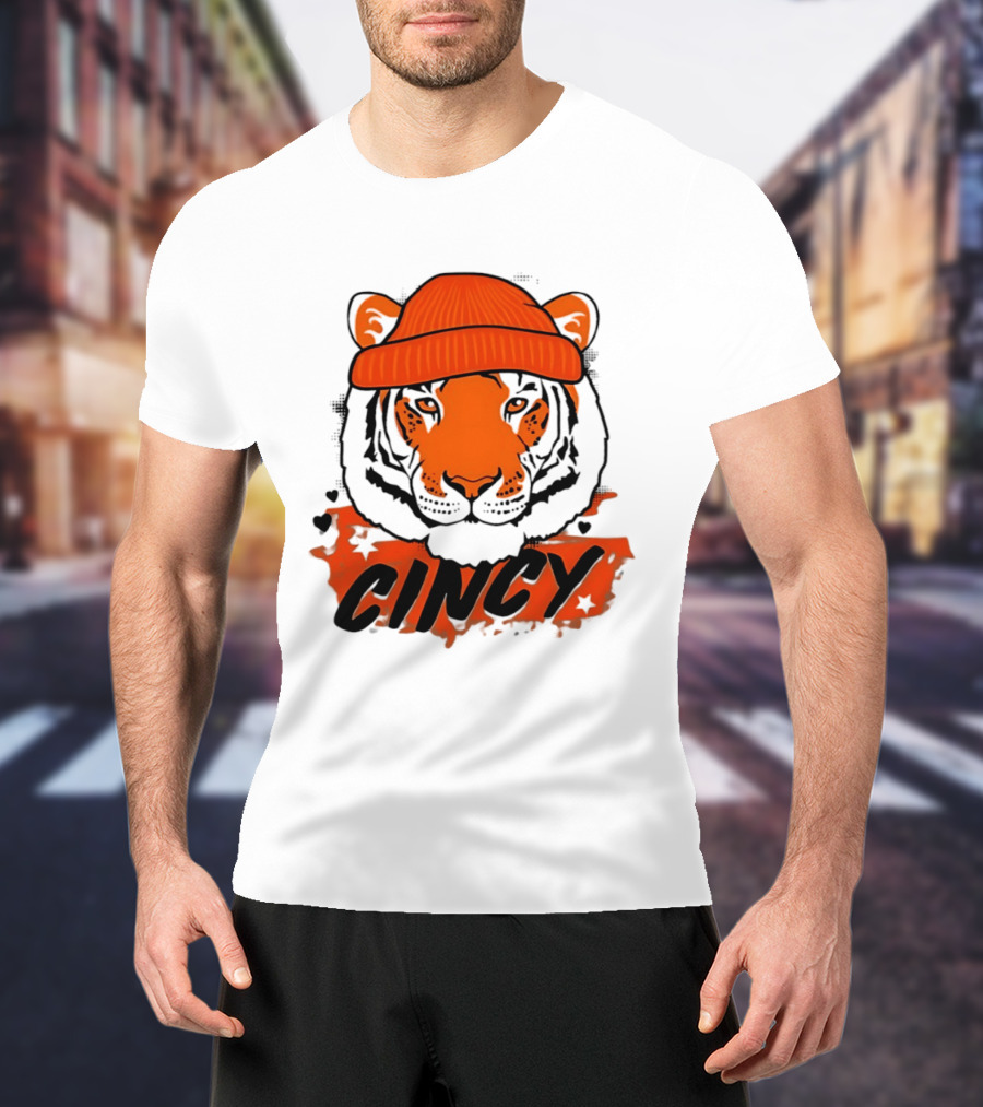 Cincy Tiger Beanie Cincinnati Bengals Football T-Shirt