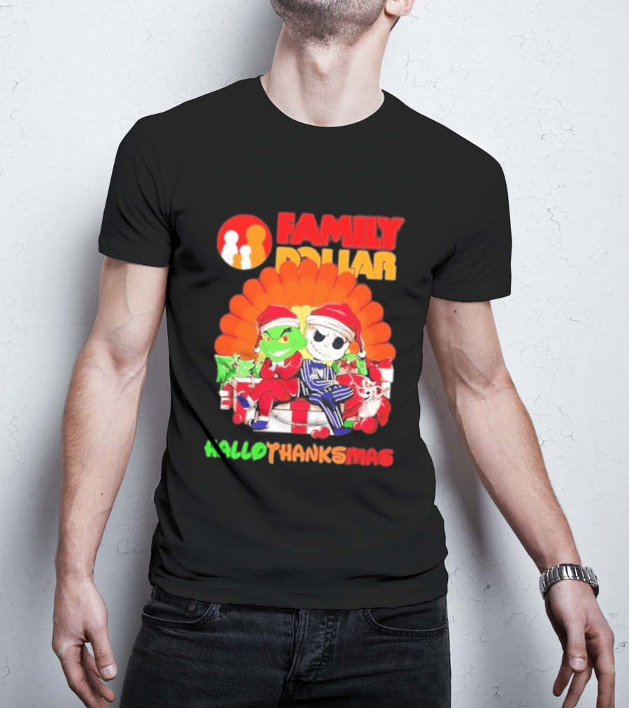 Family Dollar Grinch Jack Skellington Hallothanksmas 2026 T-Shirt
