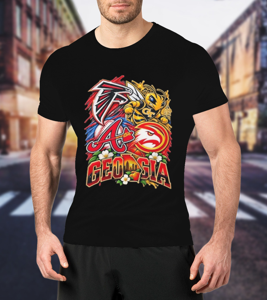 Atlanta Falcons Braves Georgia Tech Yellow Jackets Hawks Georgia Sports Teams T-Shirt