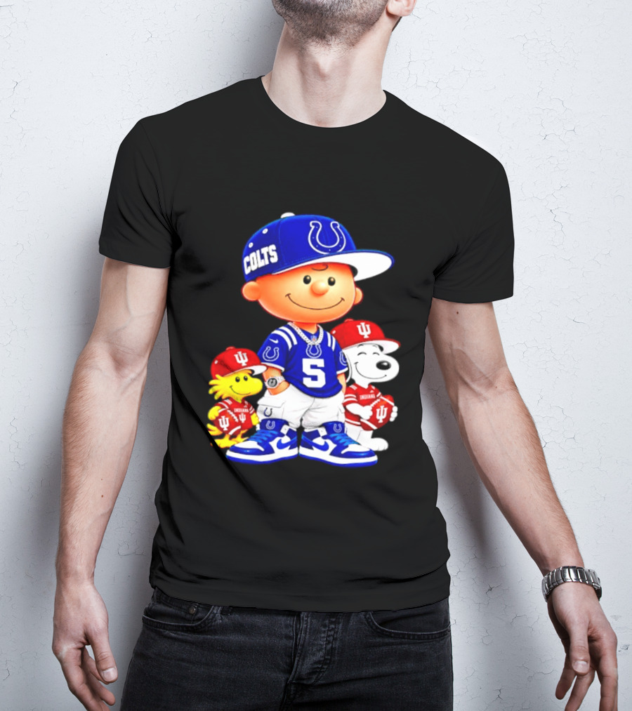 Charlie Brown And Snoopy Indianapolis Colts Indiana Hoosiers Football Team Merchandise T-Shirt
